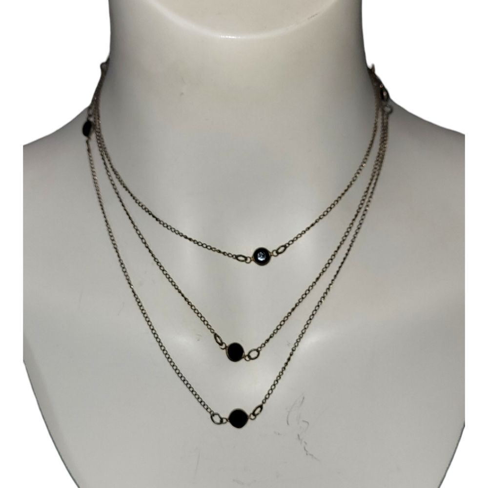Vintage Gold chain with Black Onyx 25" Long